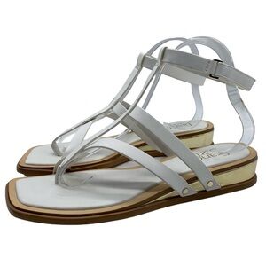Franco Sarto Sandals Sybil White Gladiator Wedge Strappy Neutral Casual NEW